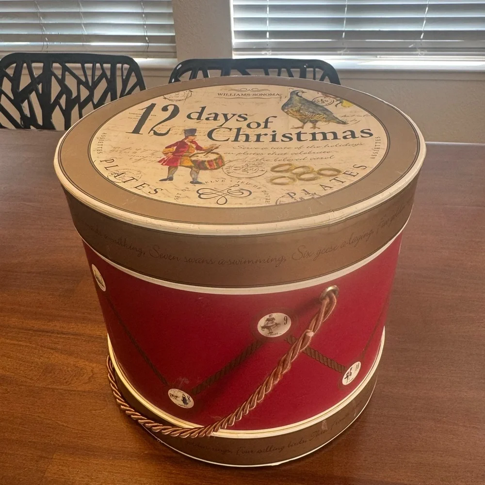 Williams Sonoma Red and Gold 12 Days of Christmas Box